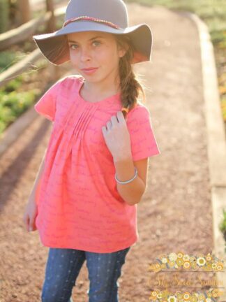 Girls pintucked top short sleeves woven sewing pattern